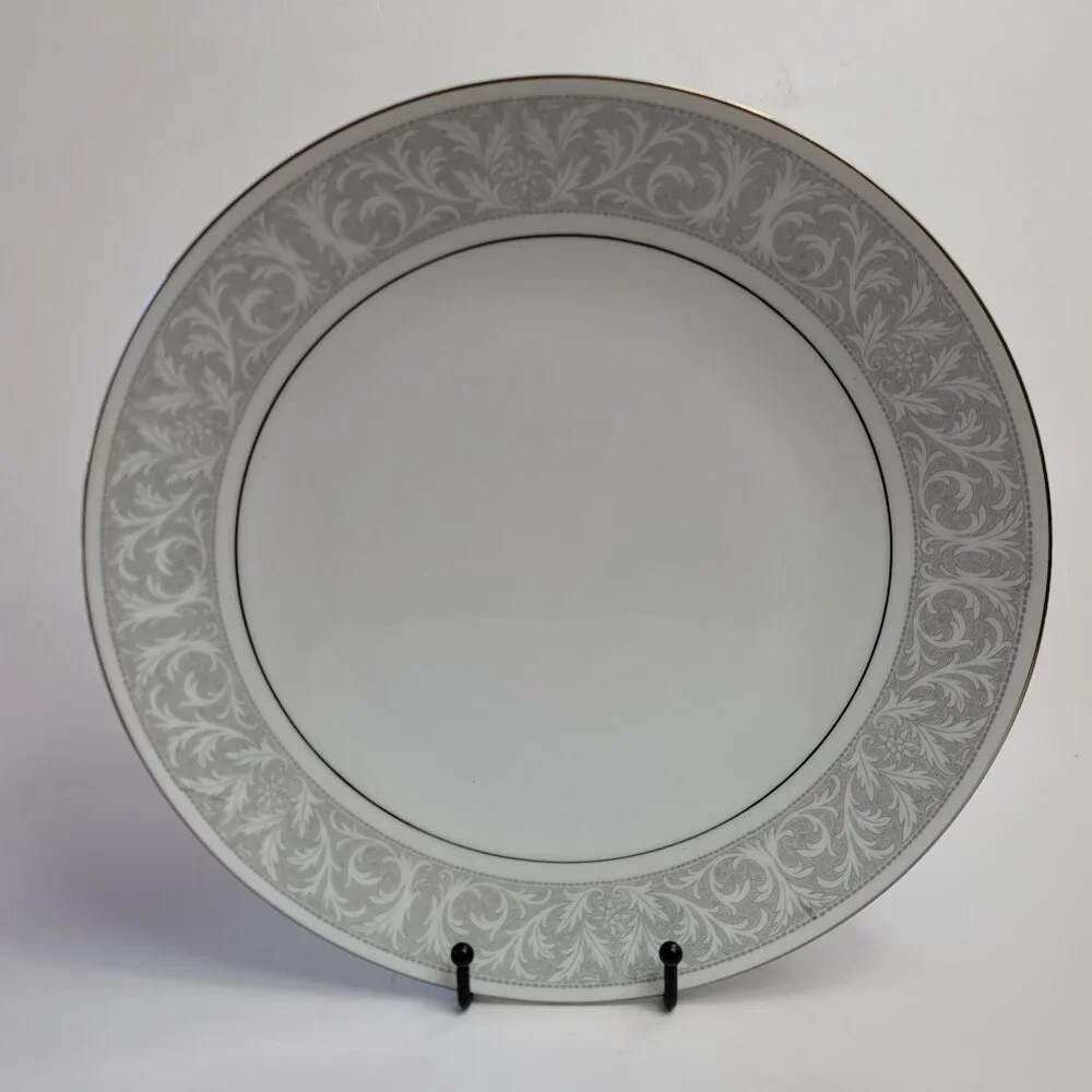 Imperial China Whitney Chop Plate White Gray Band Leaf Scrolls W. Dalton